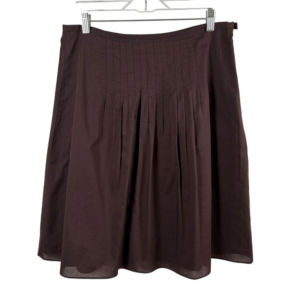 Talbots Dresses & Skirts - Vtg Talbots Pleated A-Line Skirt 10 Brown Cotton Knee-Length Lined Dark Academia